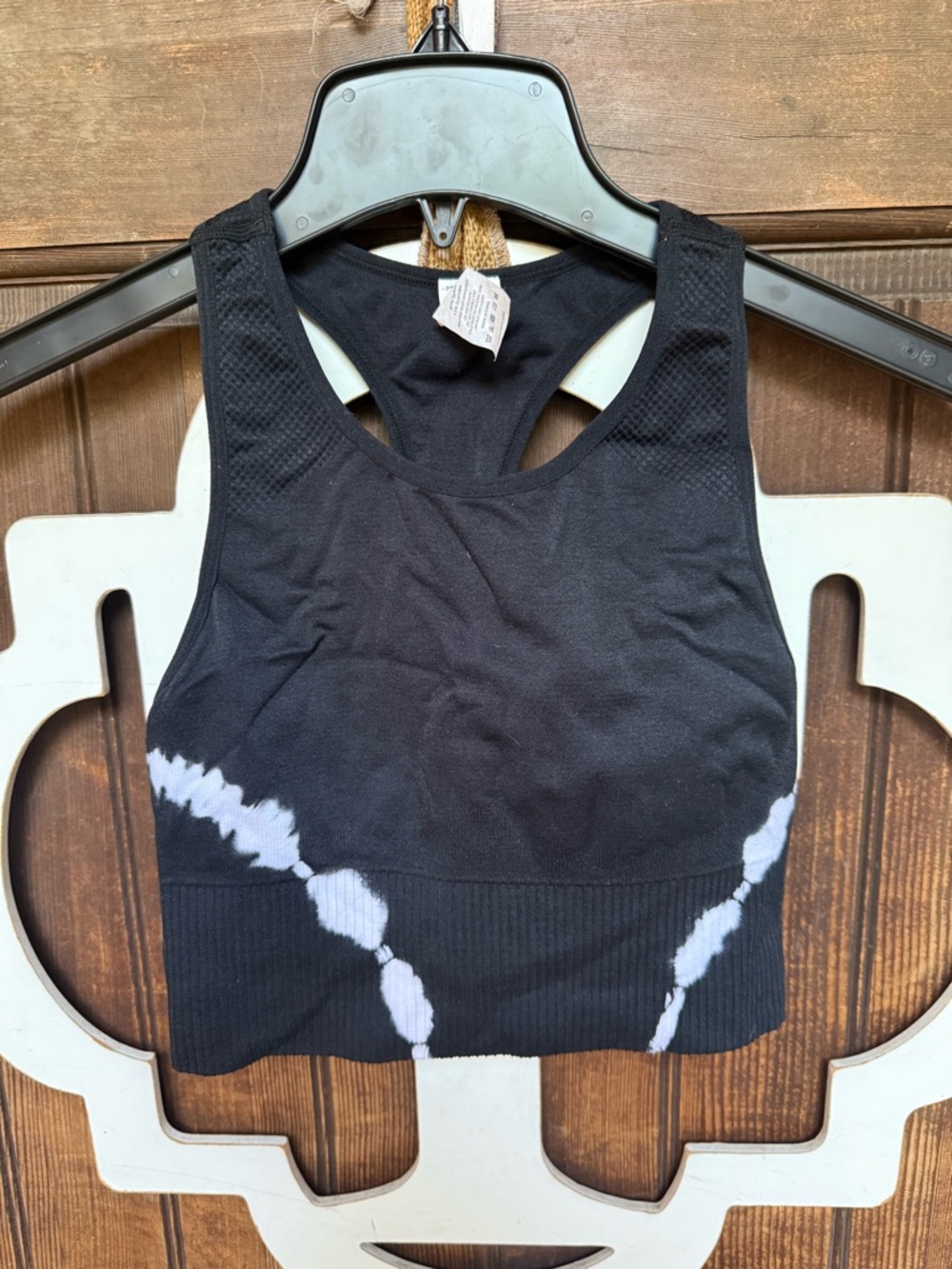 Zyia Black Tie Dye Cropped Tank, size S, EUC